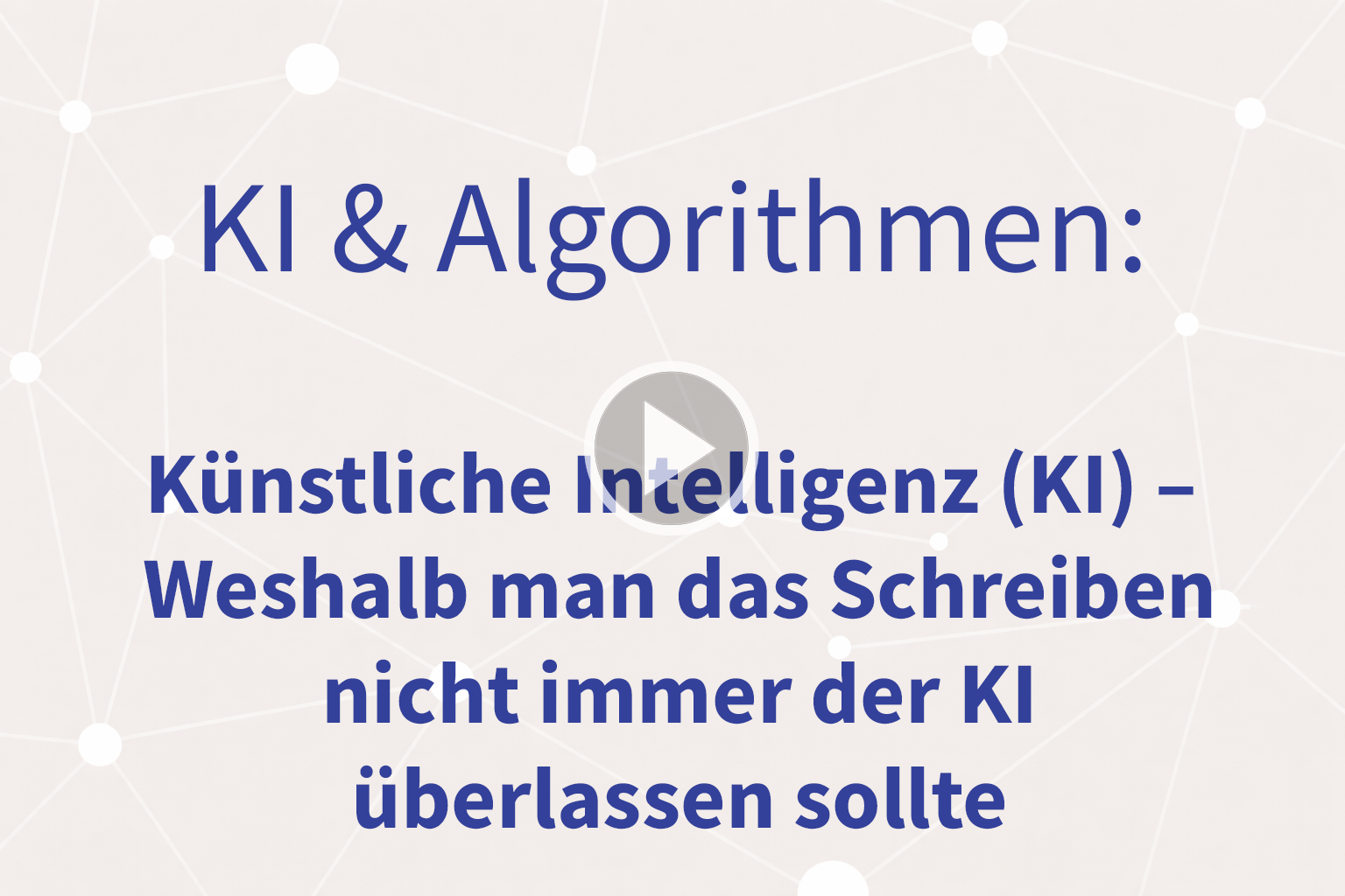 Thumbnail mit Link zum Video «Weshalb man das Schreiben nicht immer der KI überlassen sollte»